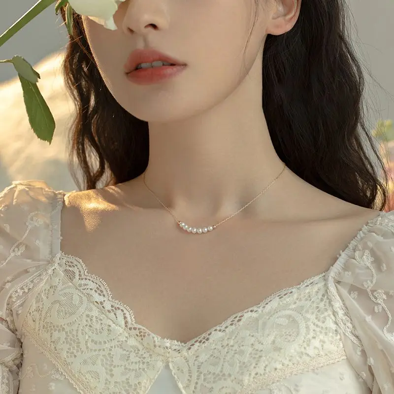 Draweye Pearls Necklaces for Women Simple Elegant Summer Korean Fashion Jewelry Ins New Vintage Simple Pendant Necklace