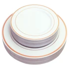 Пластиковые праздничные тарелки с ободом из розового золота, 25 шт., одноразовые сверхпрочные обеденные тарелки и десертный аппетит, необычные свадебные тарелки