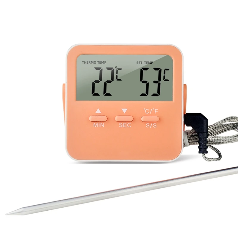 

Цифровой Кухонный Термометр с ЖК-дисплеем, Длинный зонд для гриля, духовки, пищи, мяса, будильник, таймер, измерительные инструменты