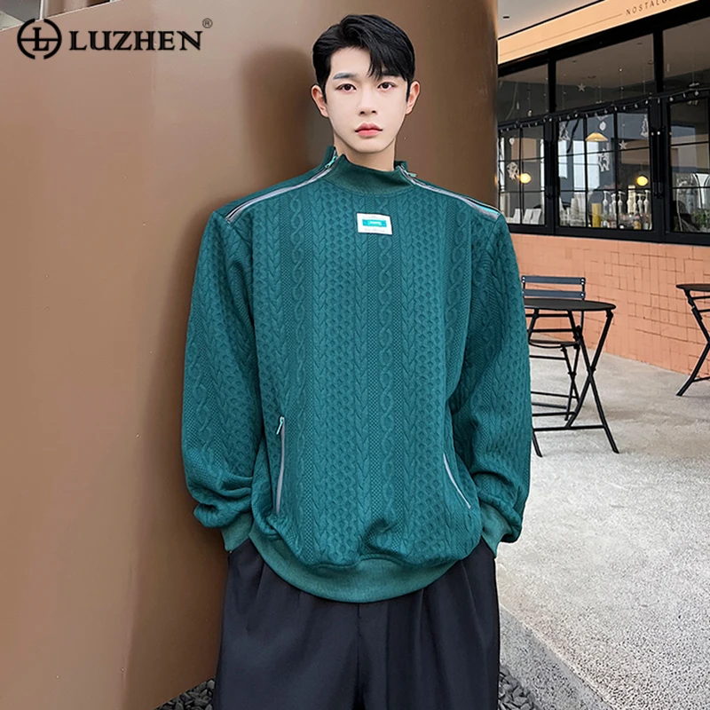 

Худи премиум класса LUZHEN, трендовый мужской нишевый свитер на молнии, пальто, Модные свитшоты с полувысоким воротником, пуловер в Корейском стиле, Топ E5ae55