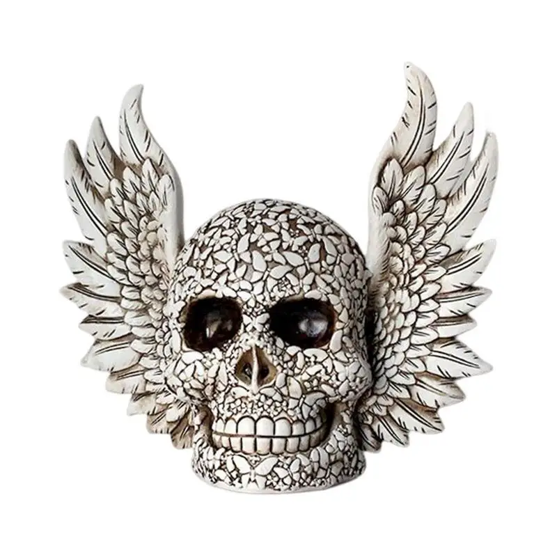 

Skull Sculpture Realistic Resin Skull Gothic Christmas Skull Gift Human Skull Figurine Angel Skull Party Home Table Decor