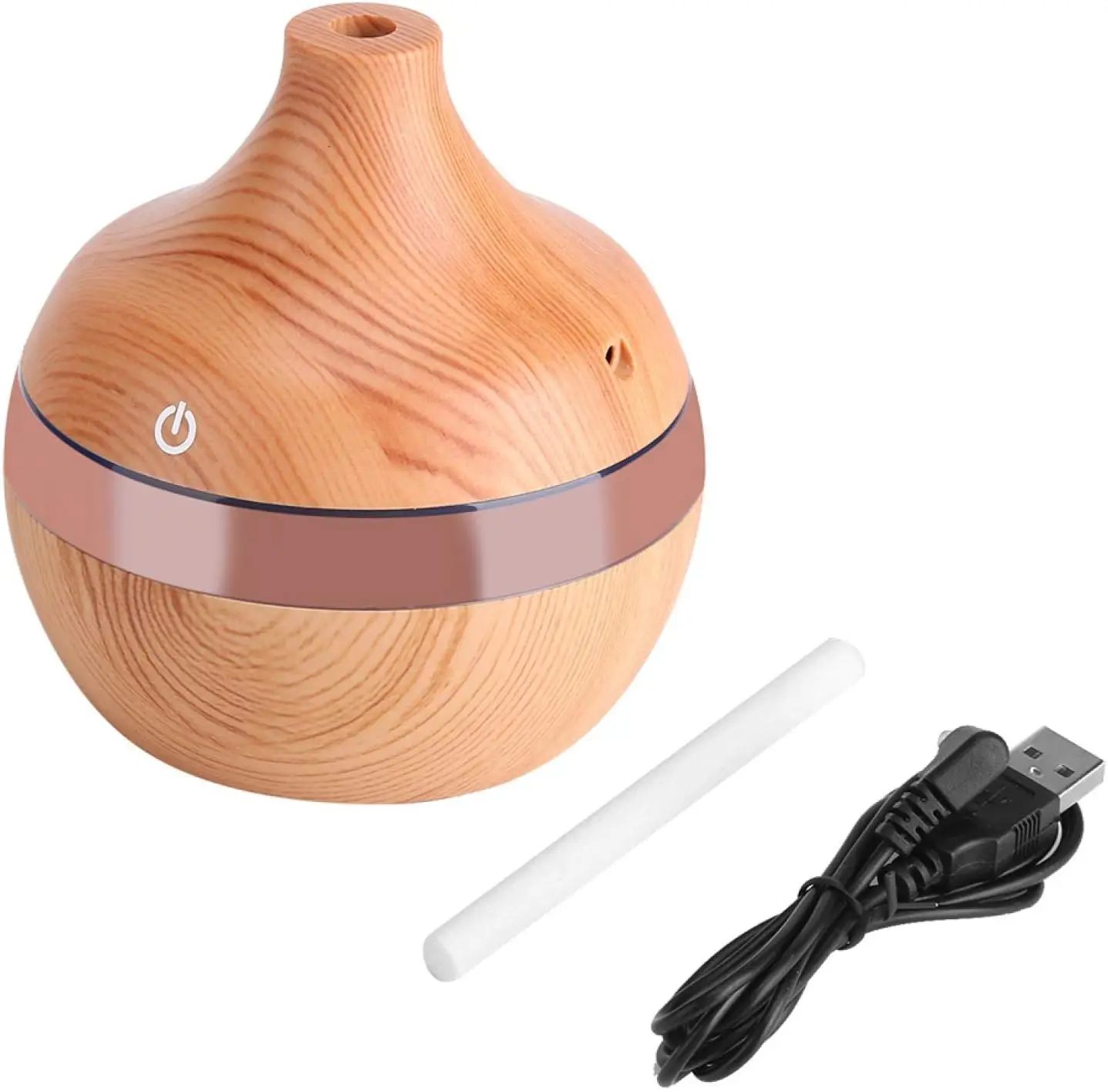 

Humidificador, difusor de purificador de humidificador de aire de grano de madera LED USB táctil con cambio de 7 colores (300 m