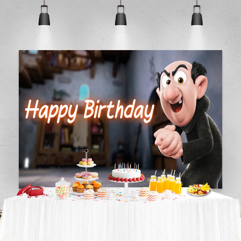 Miniso Smurfs день рождения украшение фон детский душ торт стол плакат с днем