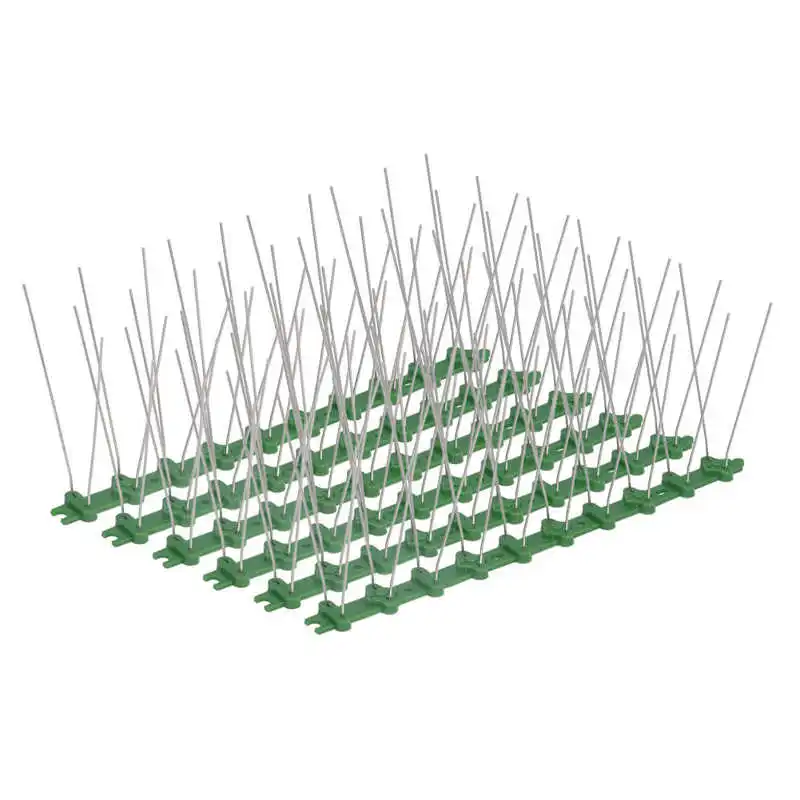 

12Pcs Stainless Steel Bird Deterrent Spikes 25cm Anti Cat Crawling Spikes with Green Base Bird Spikes with Plastic Base