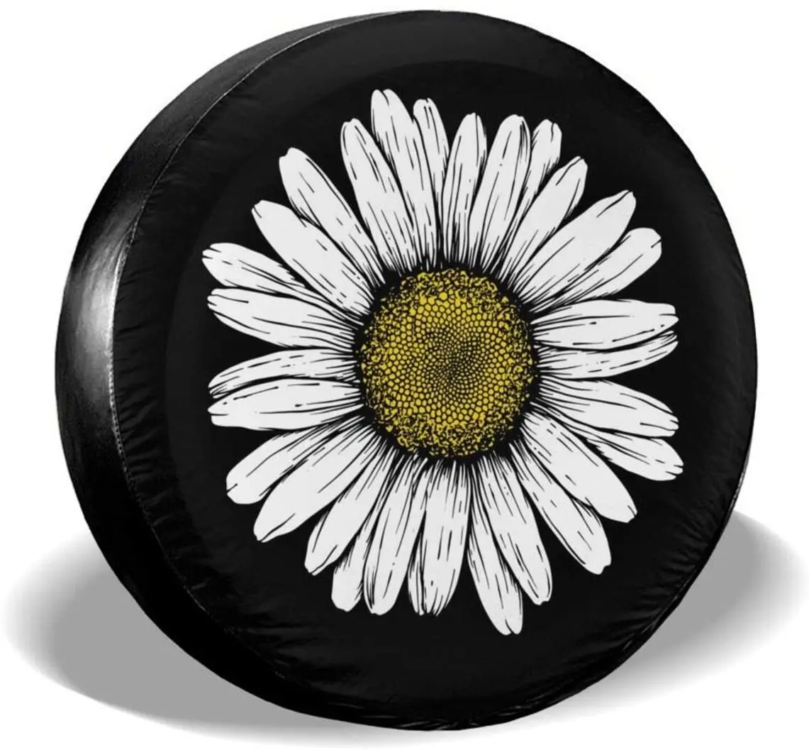 

Daisy Flower Spare Tire Cover Waterproof Dust-Proof UV Sun Wheel Tire Cover Fit for Jeep,Trailer, RV, SUV and Many Vehicle 17 In