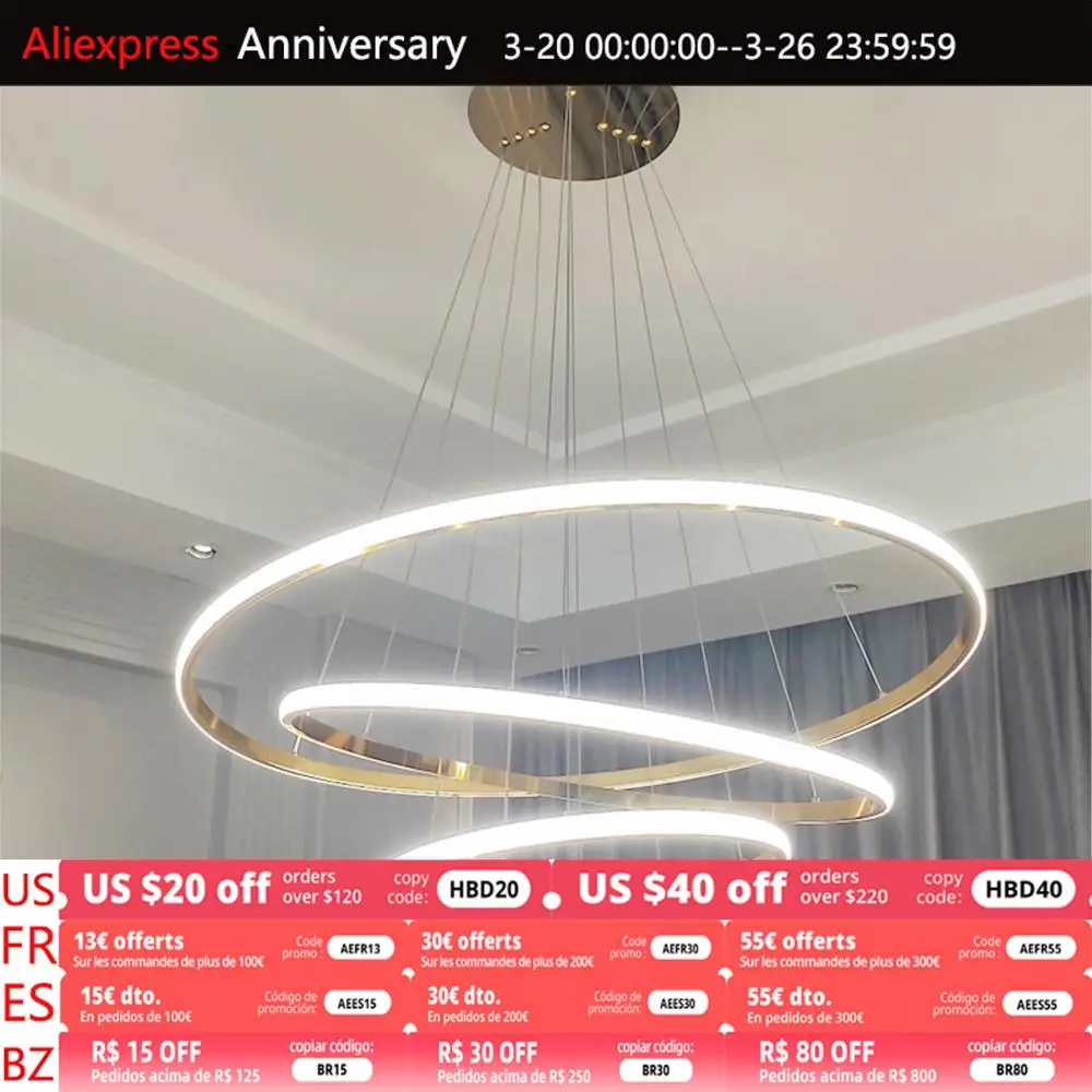 

Современные светодиодный ные люстры для гостиной, спальни, столовой, хромовое покрытие, кольцо, креативная домашняя люстра, светильник, новинка 2019