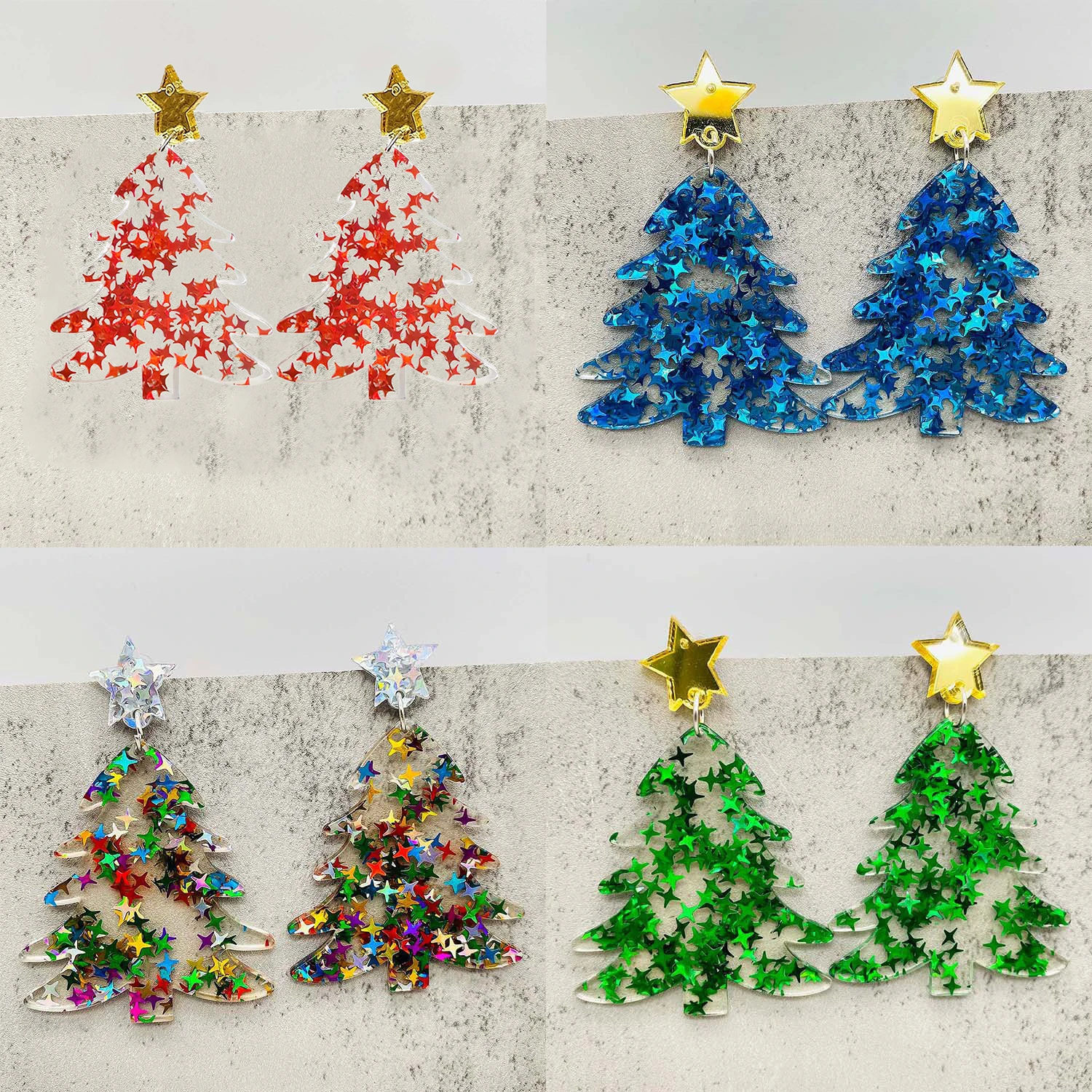 2 шт. женские акриловые серьги-подвески в виде рождественской елки
