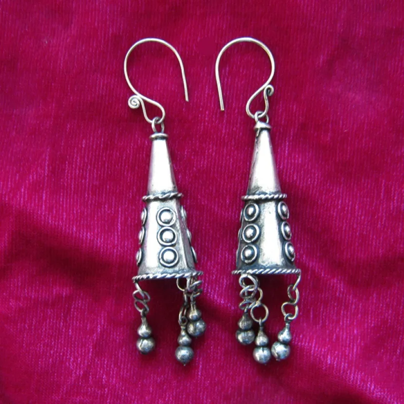 Guizhou Ethnic Style Jewelry Ethnic Style Vintage Earrings Han chinese clothing accessories Handmade Miao Silver Horn Gourd Earr