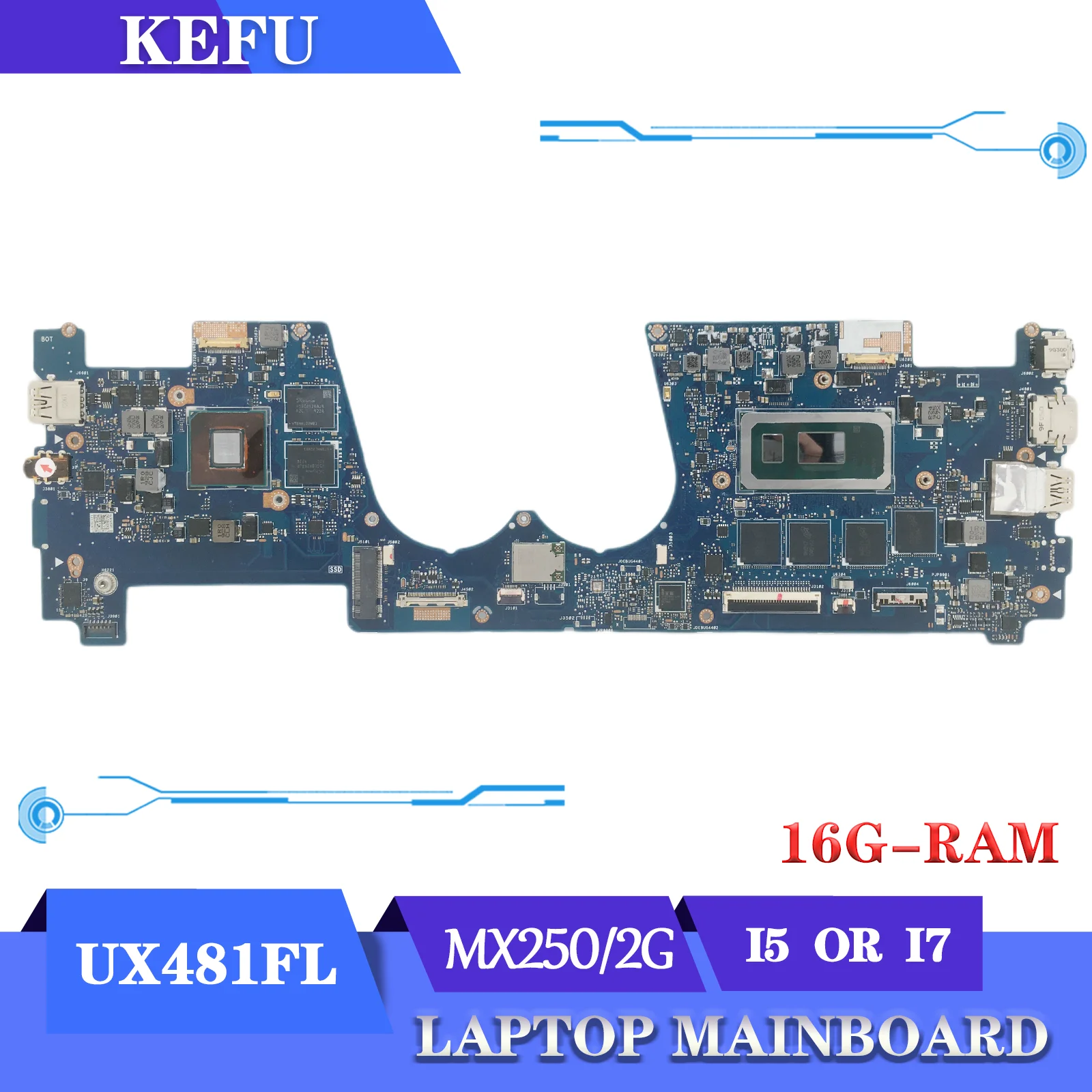 

UX4000 Mainboard For ASUS Zenbook Duo UX481 UX481FL UX481F UX481FLY Laptop Motherboard I5-10210U I7-10510U MX250/2G 16GB-RAM