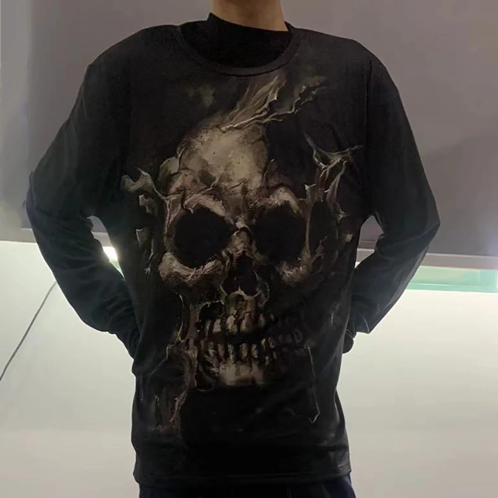 Футболка мужская с длинным рукавом и круглым вырезом большого размера - купить по