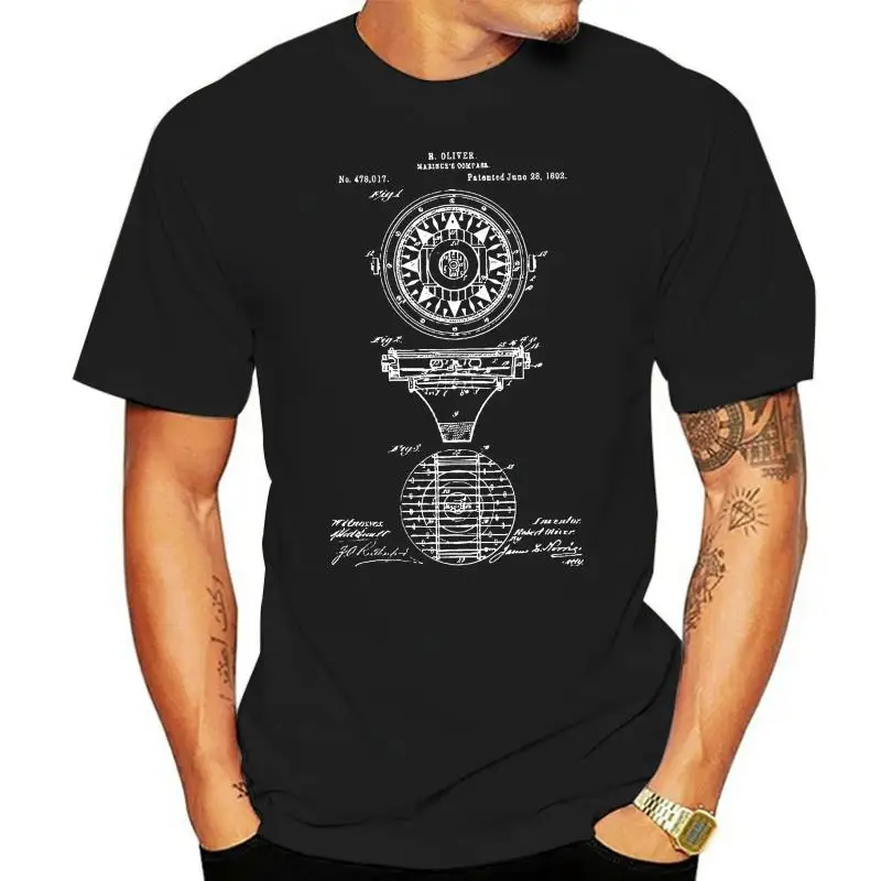 

2022 Hot Sale New Men T Shirt Mariners Compass T-Shirt Nautical Navigation Sailing Sailor Navy Gift Patent Art O-Neck Tee