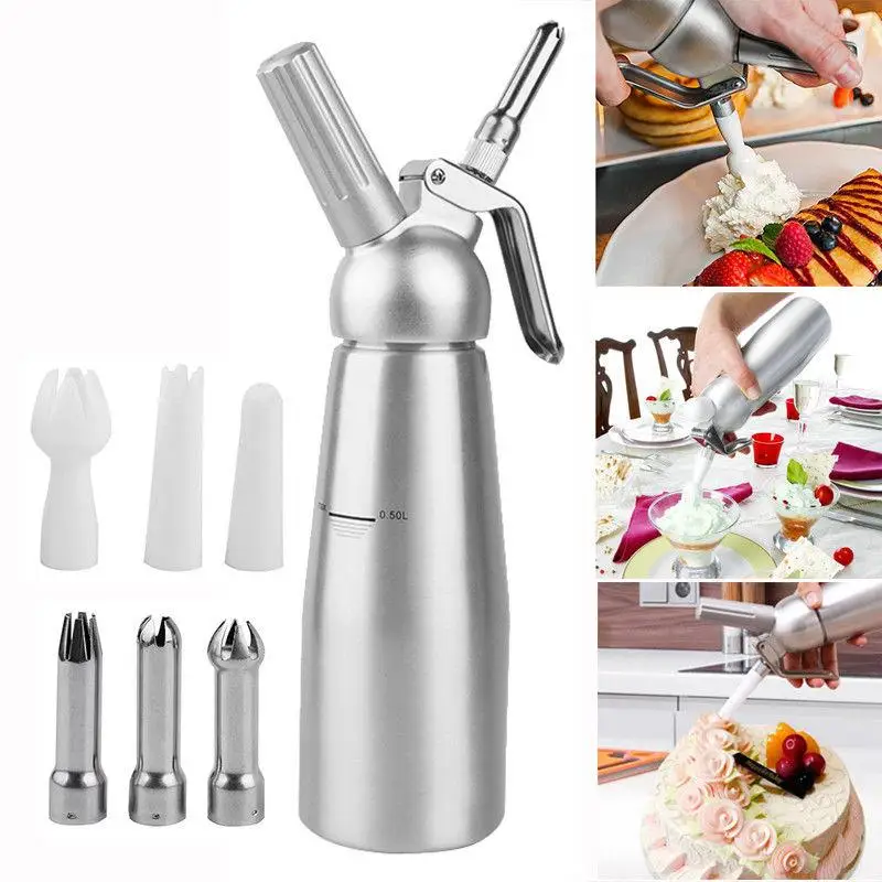 

Pure Dispenser 500/1000ml Chantilly Siphon Aluminum Accessories Foaming Cream +nozzle Gun Cream Tools Gun Kitchen Cream Whipped