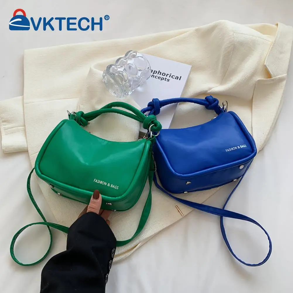 

Модная женская сумка из искусственной кожи на плечо, однотонные портативные дамские сумочки через плечо в стиле ретро, маленькие тоуты для ...