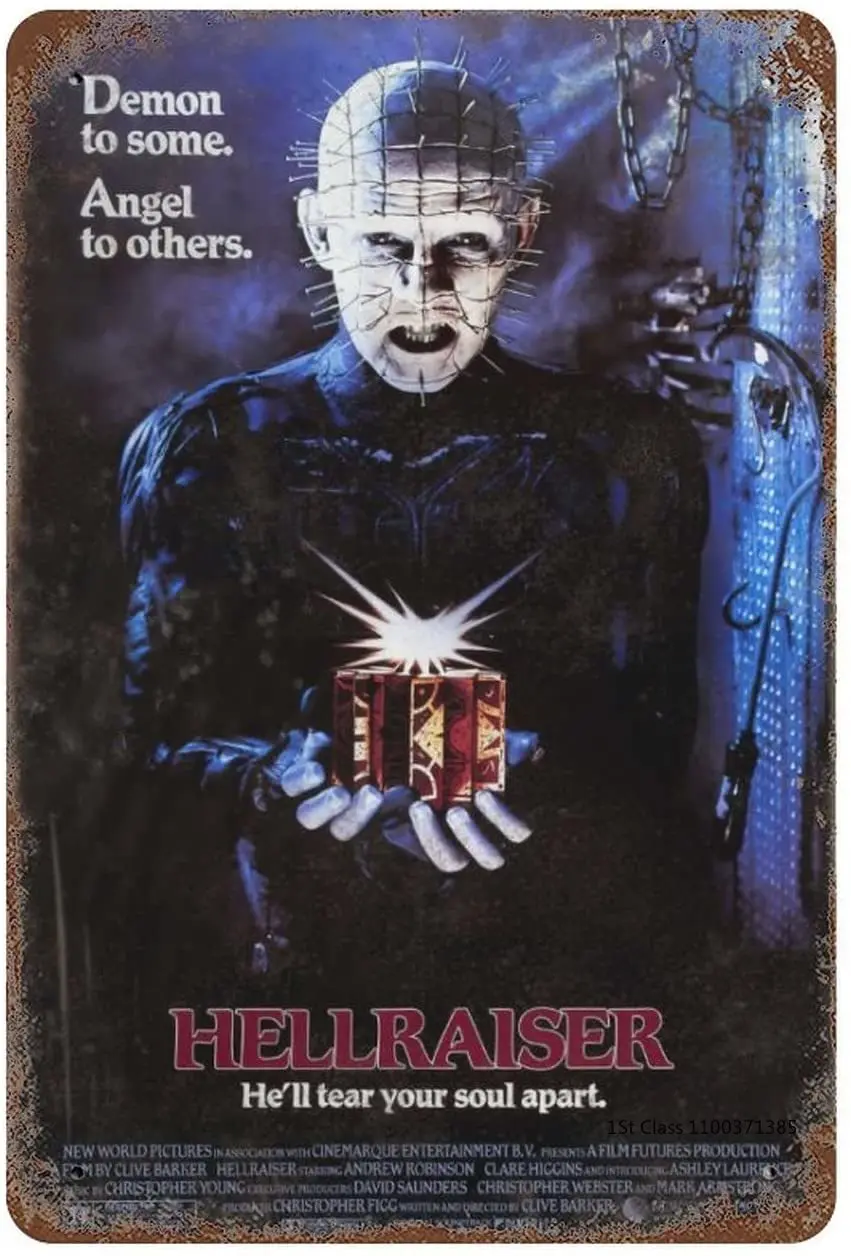 

Hellraiser Movie Classic Signs Vintage Wall Art Poster Scary Wall Signs Movie Metal Tin Sign for Bar Cafes Club Man Cave Garage