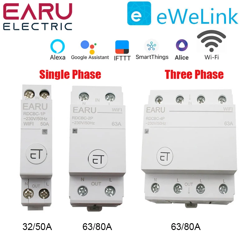 

WiFi автоматический выключатель 1P + N 3P + N таймер реле для умного дома голосовое дистанционное управление через приложение eWeLink Alexa Google Home