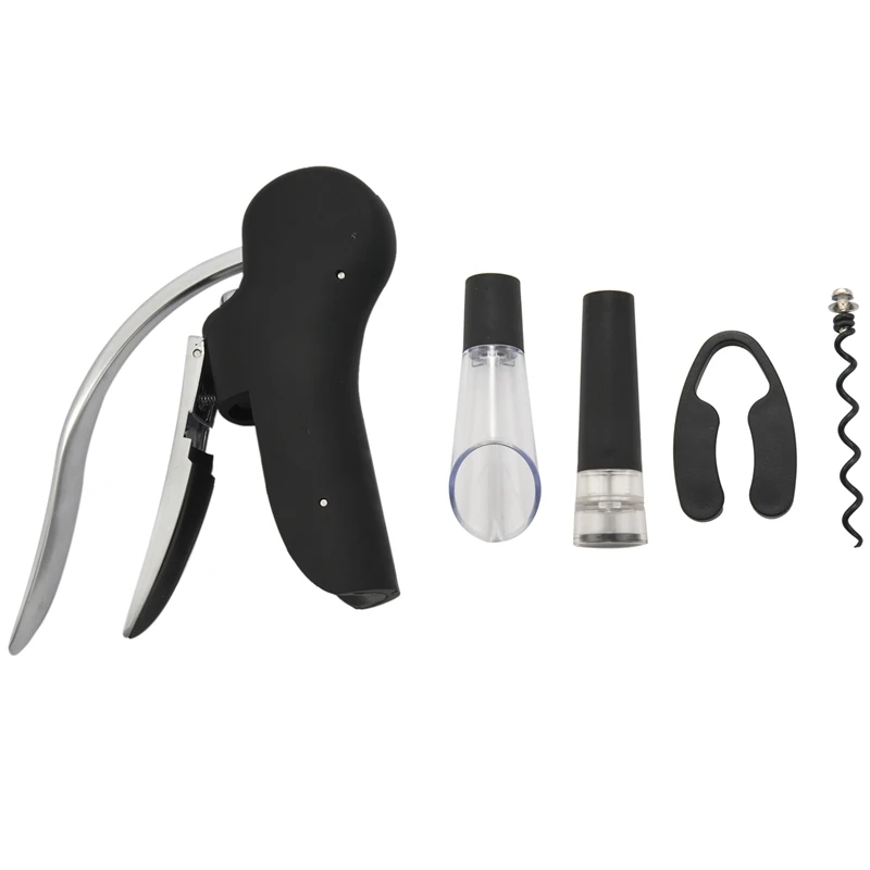 

Wine Opener Set -5 In 1 Premium Wine Bottle Opener Kit - Manual Wine Opener Corkscrew Set - With Foil Cutter And Replacement Cor