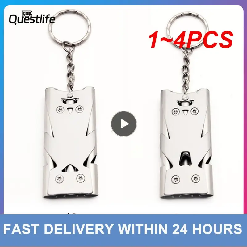 

1 ~ 4 шт. портативный свисток из нержавеющей стали высокий децибел Тройная трубка спасательный экстренный SOS свисток для выживания брелок