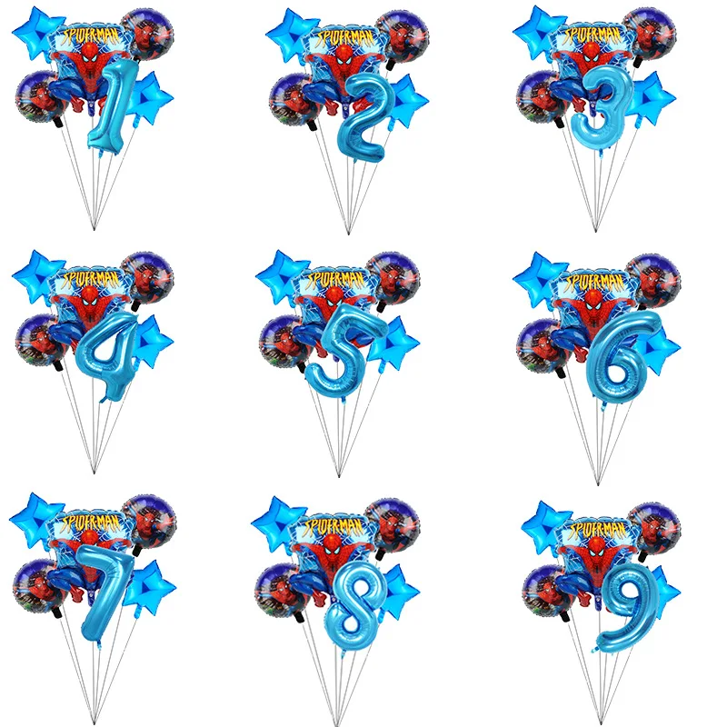 

Kids Party Supplies Marvel Themed Balloons Set Boys Girls Spiderman Birthday Party Decorations Digital Aluminum Film Balloons