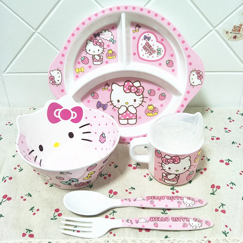 

Детская миска из мультфильма, набор детской посуды с кошкой, котенком, Детская разделительная тарелка, дополнительная миска, устойчивая к п...