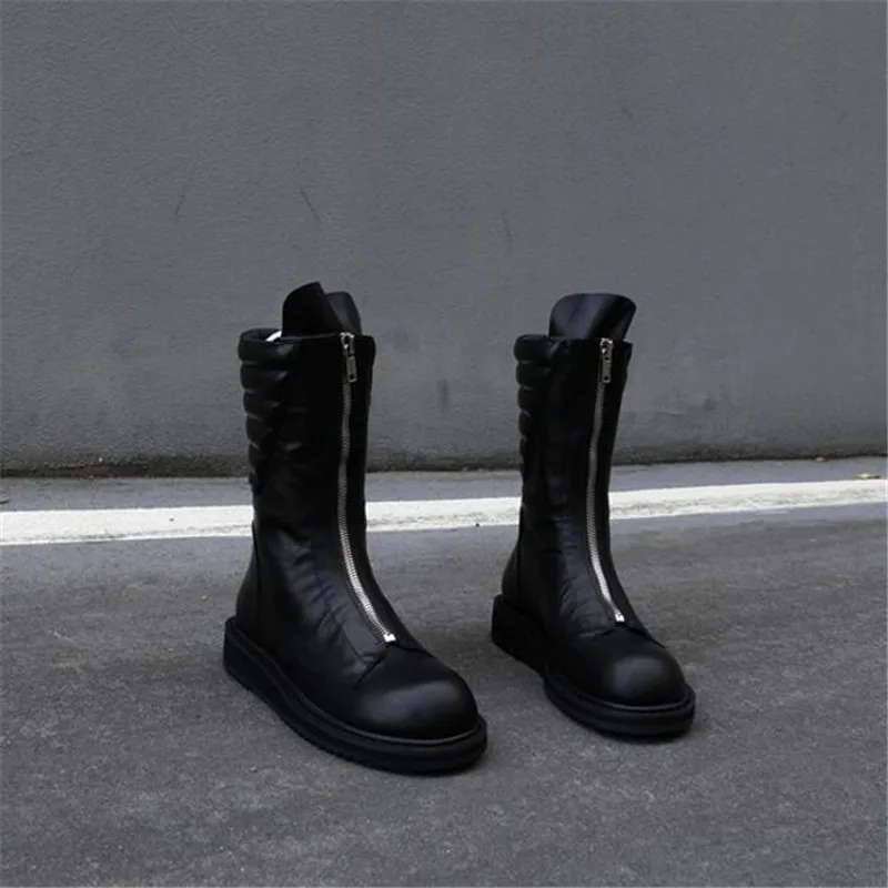 Мужские высокие ботинки на толстой подошве дизайнерские из натуральной кожи с