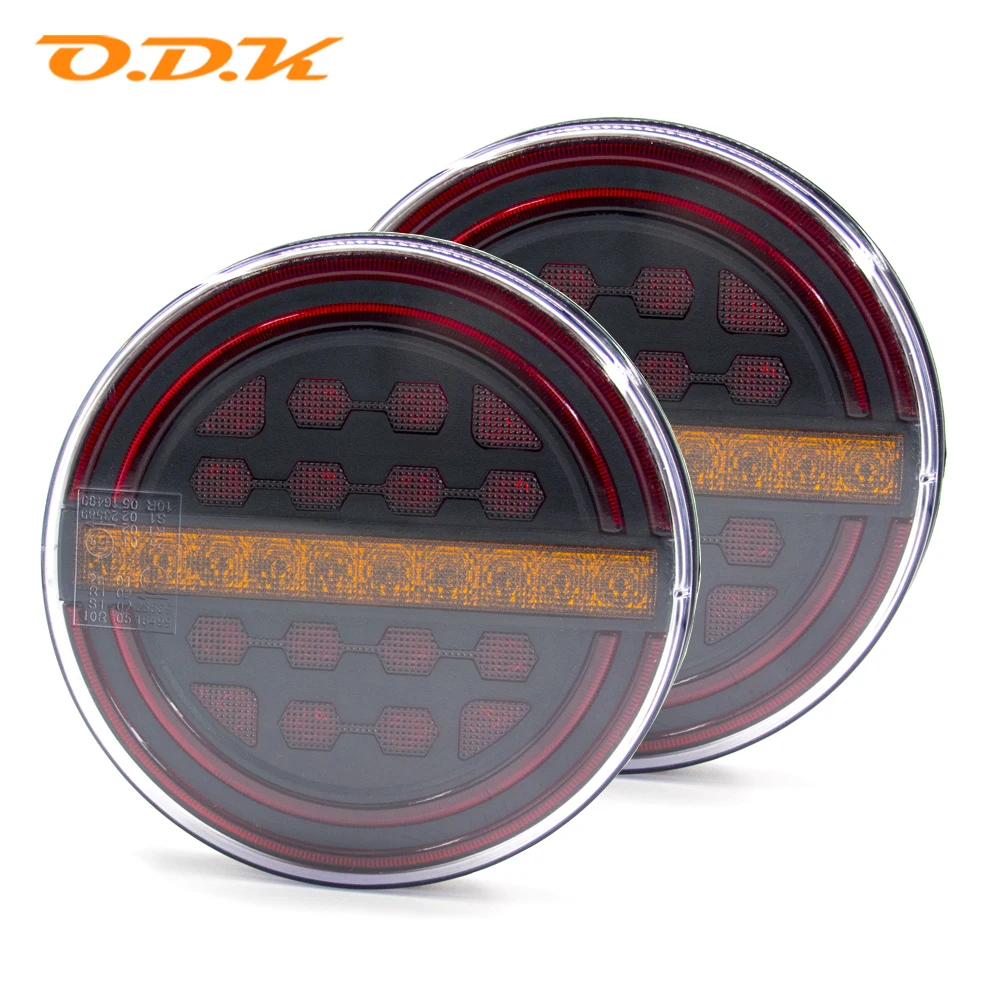 

2Pcs 5.3" Round LED Trailer Light With Brake Light DRL Flow Turn Signal Amber Car Truck Ships Bus Vans Boat Caravan Lorry