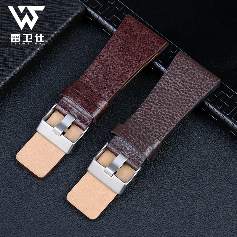 Фото Genuine Leather Watchband for Diesel Watch Belt DZ7257 1657 4323 7314 7313 7371 Leather watch chain black 22 24 26 28 30 32mm №2