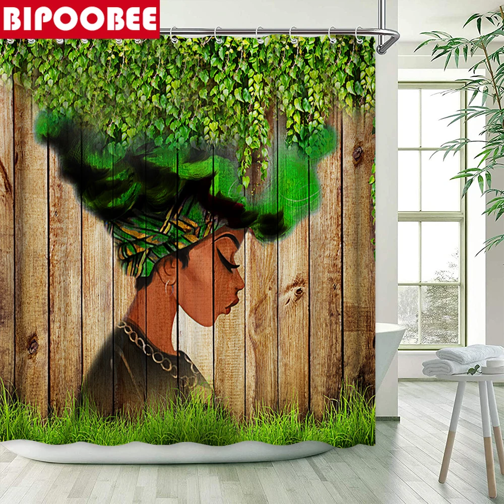 Занавеска для душа африканская девочка набор нескользящих ковриков коврик