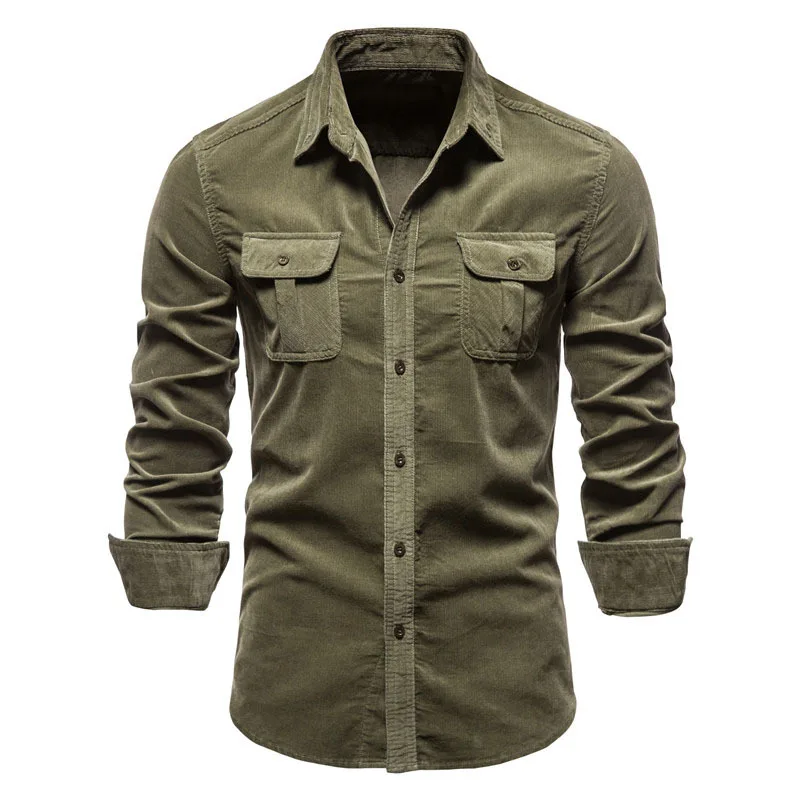 Corduroy Shirts for Men Clothing Coat Camisa Masculina Blusas Ropa Camisas De Hombre Chemise Homme Autumn Long Sleeve Blouses
