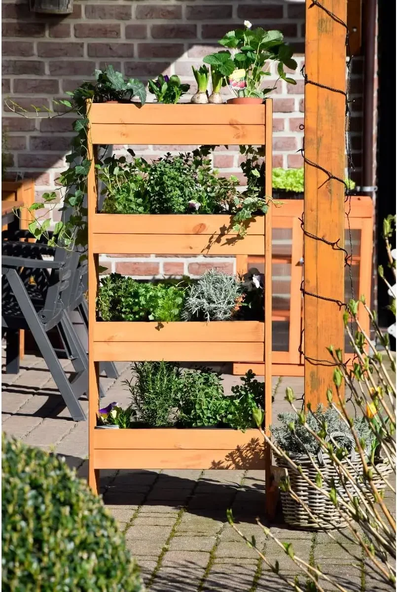 Вертикальная цветочная кровать с 4 деревянными горшками для сада патио балкона