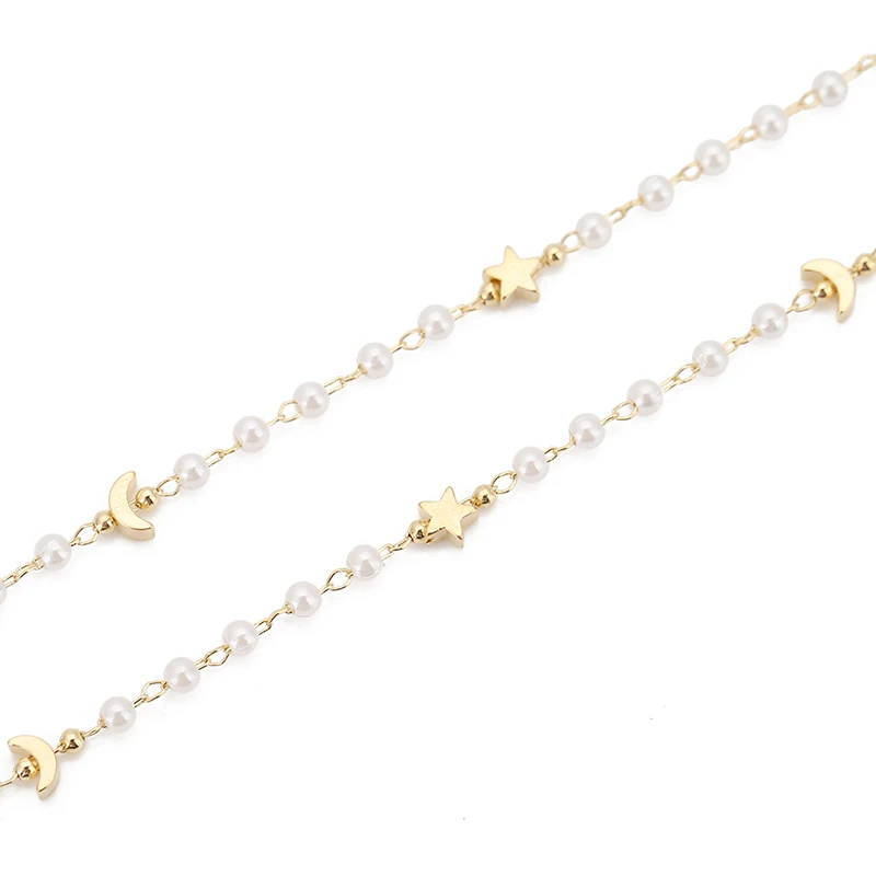 Металлическая Цепочка 3 Мм Для Браслета С Искусственным Жемчугом Звездой И Луной