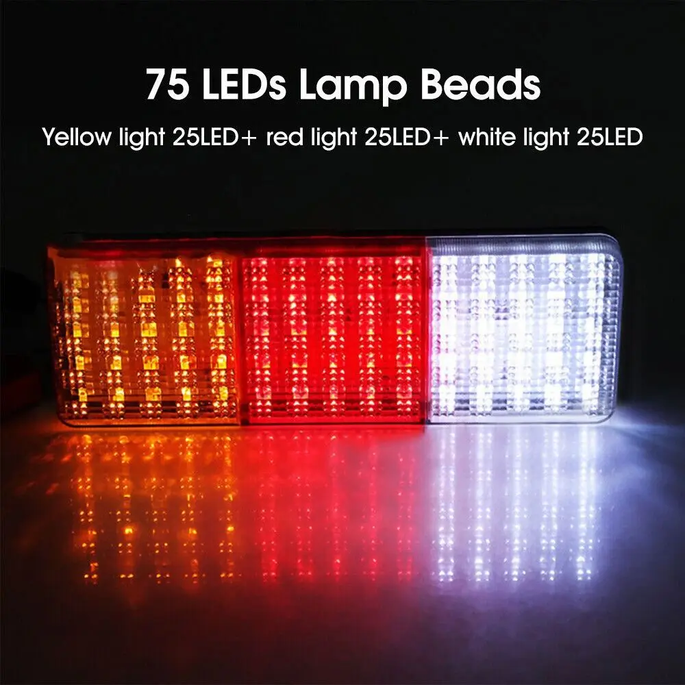 

2PCS 12V/24V 75 LED Lights Car Rear Lamp Trailer Caravan Truck Boat Stop Reverse Indicator