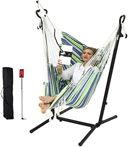 With Stand Double Hammock Chair Bohemian Style With Tassel M