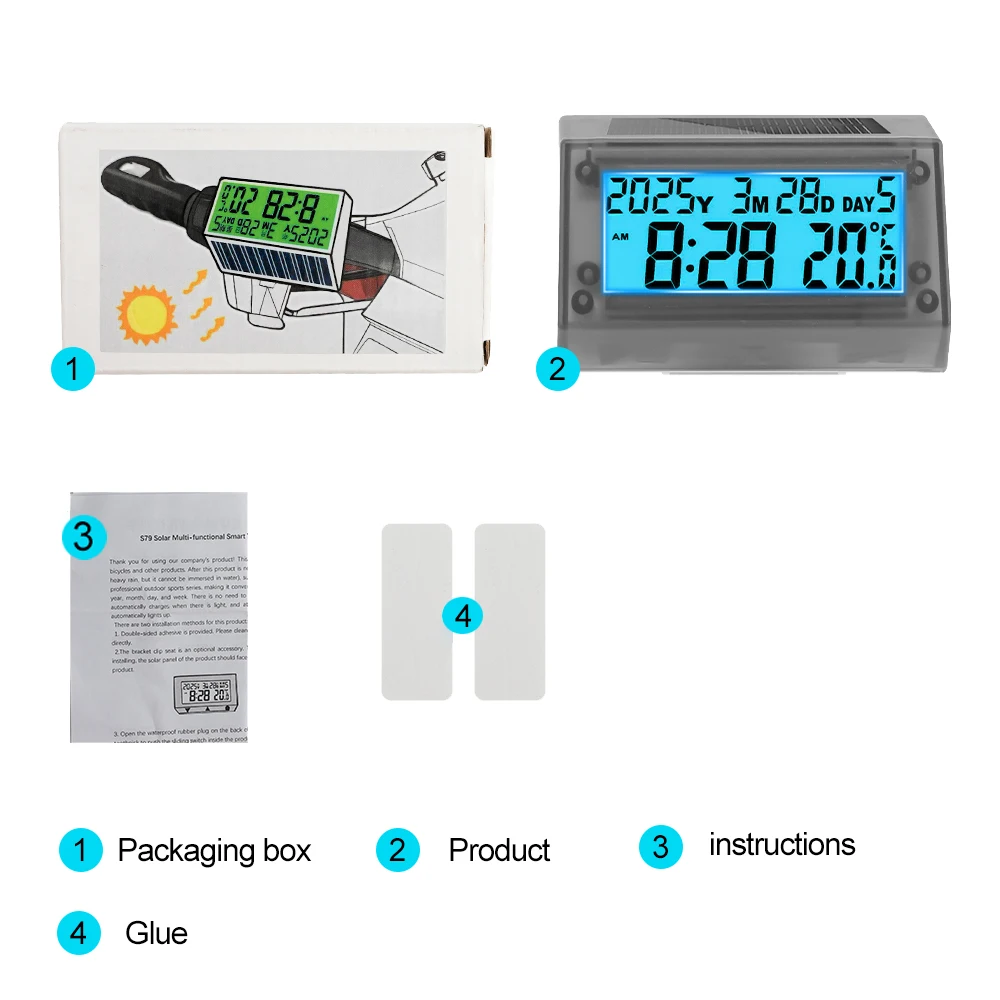 

Солнечная ручка мотоцикла, календарь температуры, электронные часы, умные сенсорные клавиши, подходят для велосипеда, электрического мотоцикла