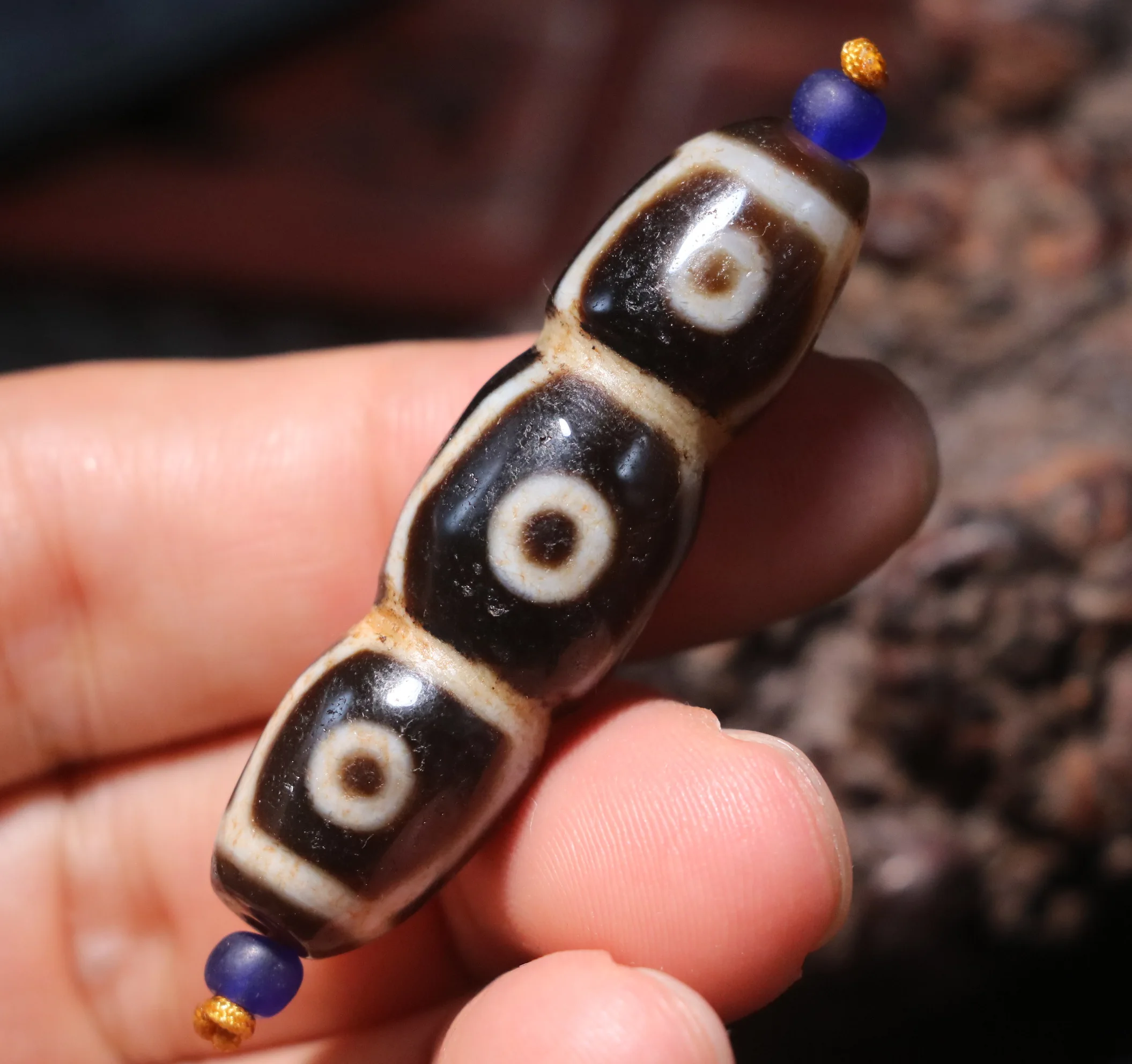 Волшебная энергия тибетский Топ Старый Агат 2 складных линии 6 глаз в форме лотоса