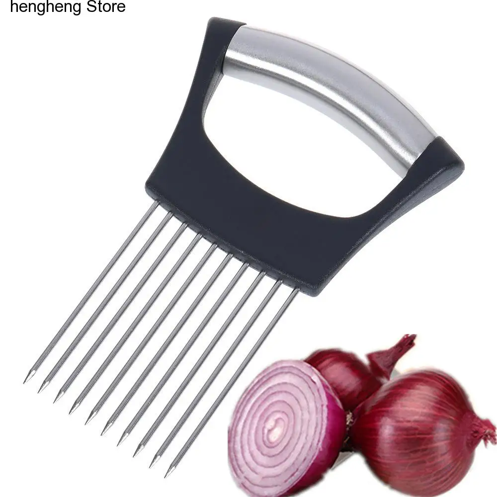 

Stainless Steel Onion Slicers Holder Vegetable Tomato Shredders Kitchen Tools for Slicing Meat Cheese Blocks Pin Needle