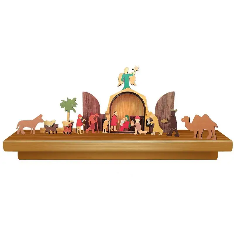 

Nativity Sets For Christmas Indoor Wood Jesus Birth Scene Figurines Statue Kit Christmas Decors Nativity Sets For Families