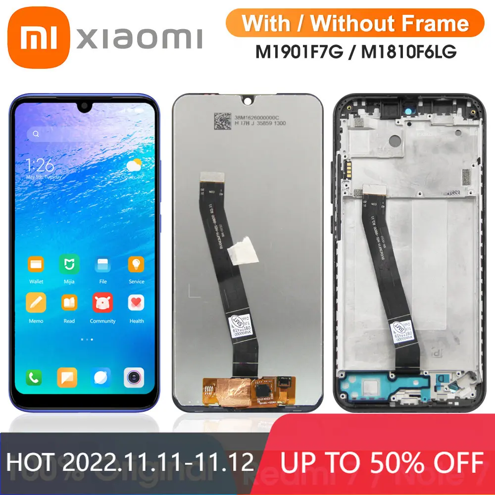

ЖК-дисплей для Xiaomi Redmi Note 7 M1901F7G M1901F7H, дисплей с сенсорным экраном и дигитайзером в сборе с рамкой для Redmi 7, оригинал