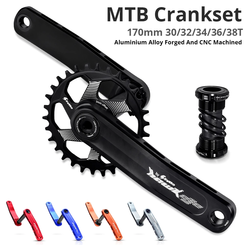 SWTXO MTB CNC Bicycle Crankset Direct Mount Mountain Bike  Crankset 170mm 30/32/34/36/38T Aluminum Alloy Crank Bike Parts