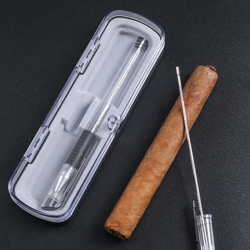 

New in Portable Stainless Steel Cigar Needle Drill Loose Punch Cutter Burr Dredge Hole Puncher Cigar Tools Smoking Accessories c