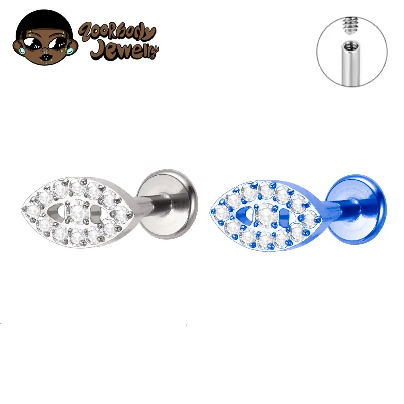 

ASTM F136 Titanium Nose Piercing Internal Thread Labret Blue Devil Eye Lip Piercing Tragus Ear Cartilage Piercing Body Jewelry