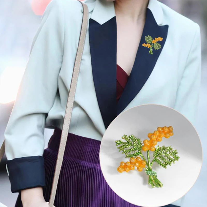 Модная изумрудная зеленая сосновая ветка Брошь для женщин одежда пальто