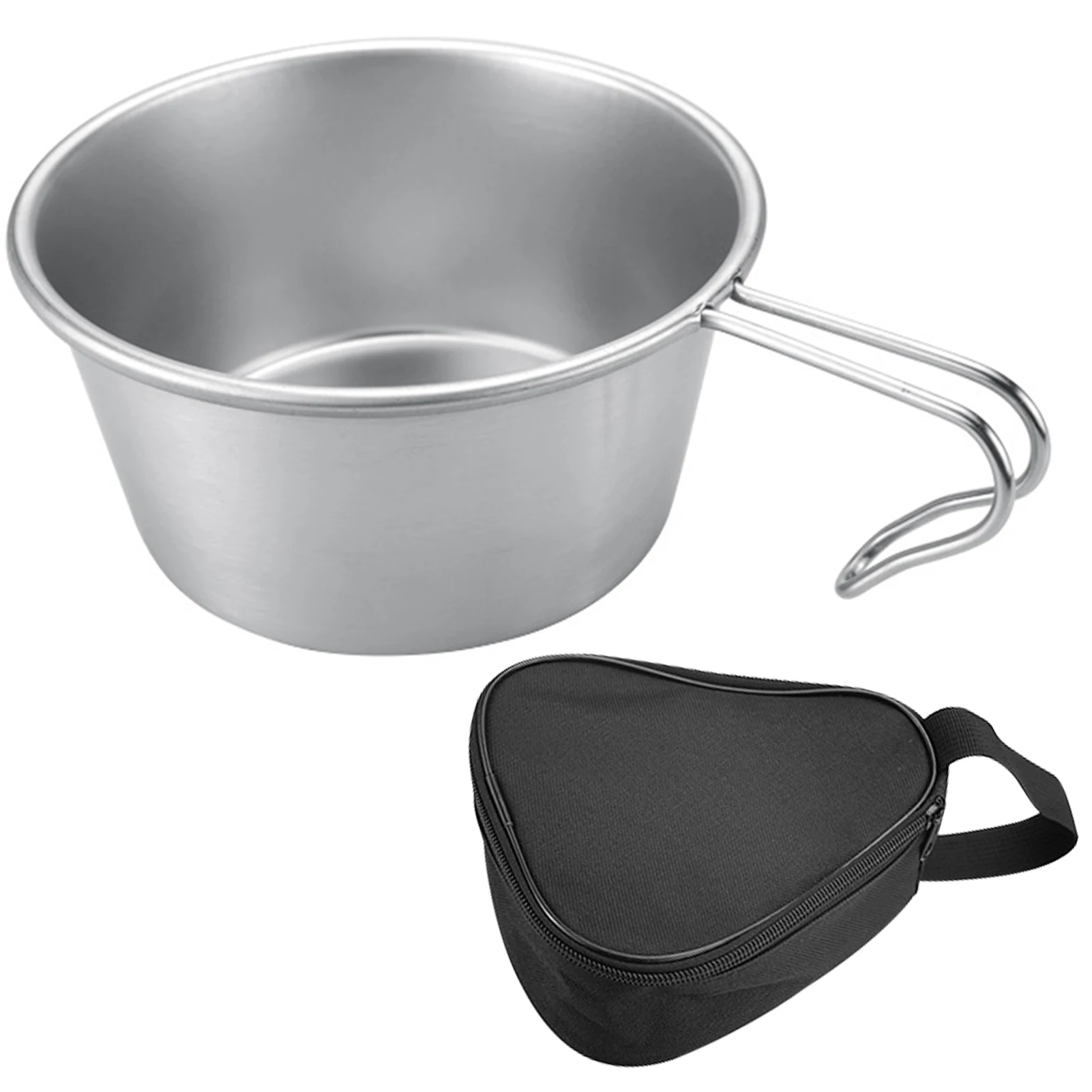 

Туристическая чаша из нержавеющей стали, удобная чаша с крючком и ручкой, для отдыха на открытом воздухе, походов, пикника