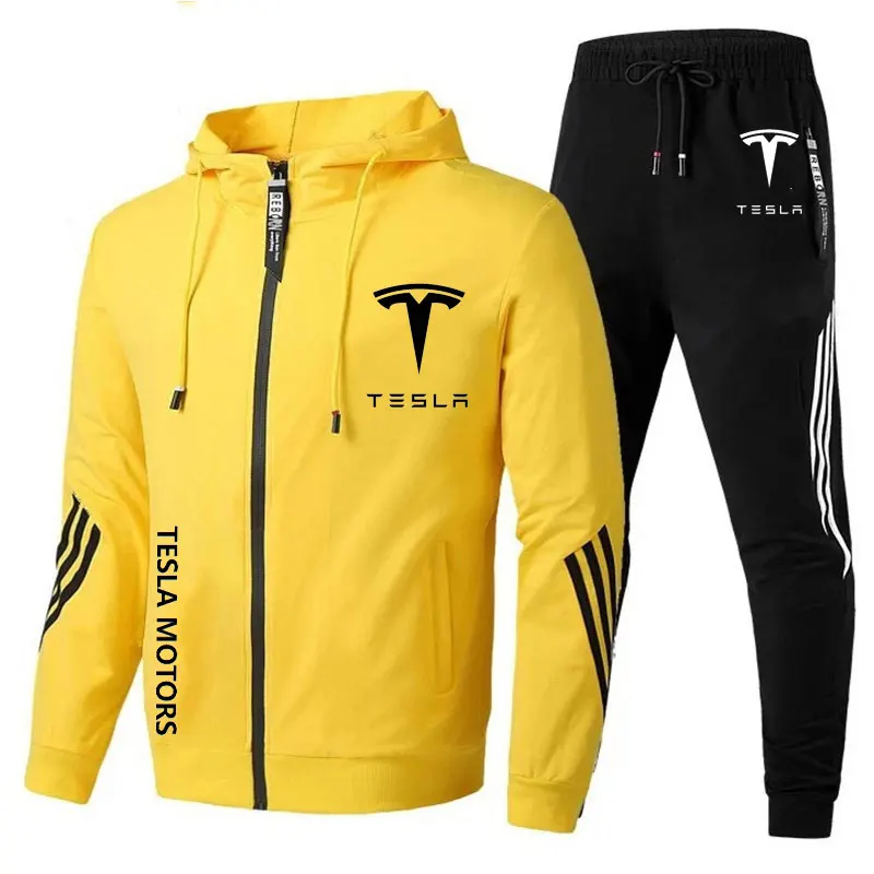 Men's Luxury Reflective Design Tracksuit Man Zipper Hoodies Male Sport Sweatshirt+Sweatpants Suit 2Pcs Warm Jacket Sets Outwear