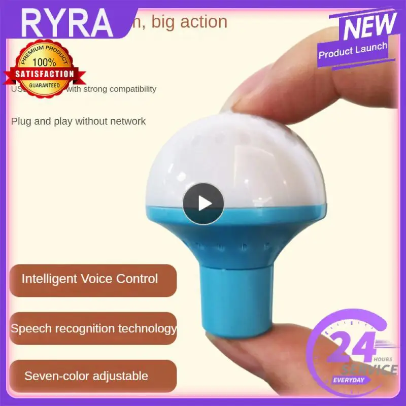 

Voice Lamp 7 Colors Change Light Ai Bedside Night Light Voice Control Convenient Durable Mushroom Head Speech Night Light