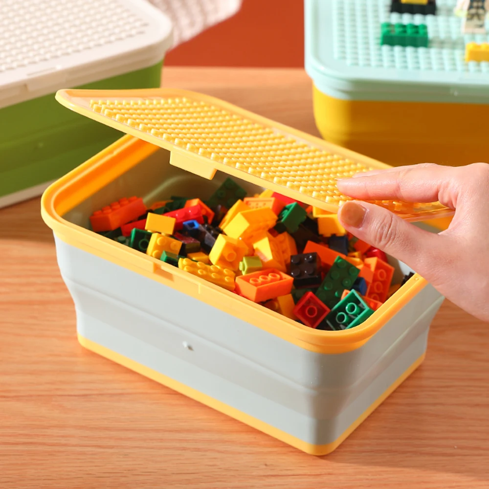 

Children's toy storage box cover can be spliced with building blocks, foldable storage box, color matching silicone storage box