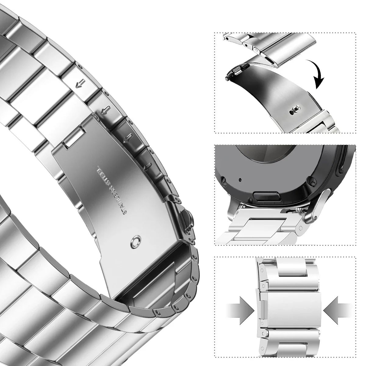 Фото Ремешок из нержавеющей стали для Samsung Galaxy Watch 8 classic 46, металлический ремешок для часов, браслет Correa для Galaxy Watch8 40, 44 мм, ультра-браслет №3