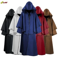medieval gothic costume men women vintage renaissance cloaks cosplay cowl friar priest hooded robe rope cloak cape clothing