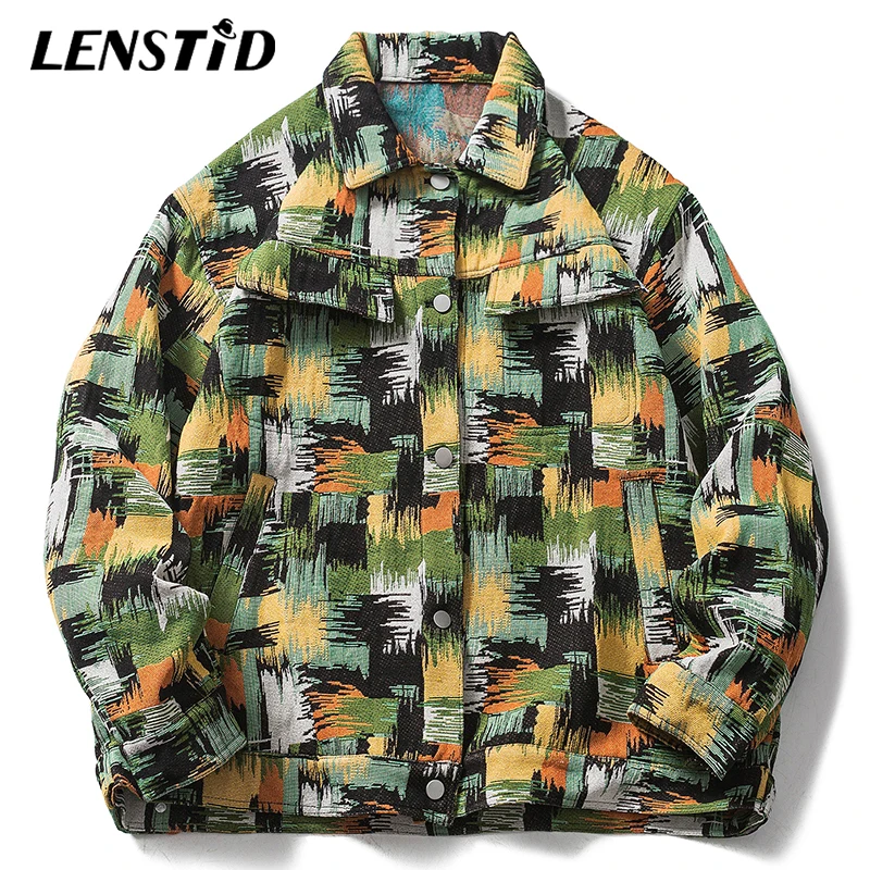 

Осенняя мужская Трикотажная куртка-карго LENSTID, камуфляжная ветровка в стиле хип-хоп, уличная одежда 2022, повседневные хлопковые пальто в стиле Харадзюку, верхняя одежда