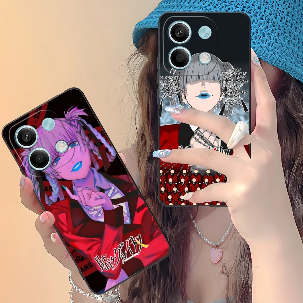 Kakegurui Kirari Anime Mobile Cell Phone Case for Xiaomi Redmi 14 13 13C 12 12C 10 10C A1 A2 A3 Plus 5G Black Cover Shell