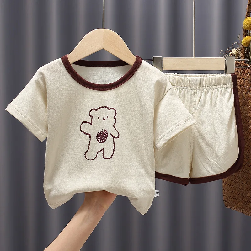 

Baby boy clothes 2022 Kids Cartoon Clothes Set Cute bear Print Sweatshirt + Casual Pants 2pcs Boys Suit Baby Girl Outfits